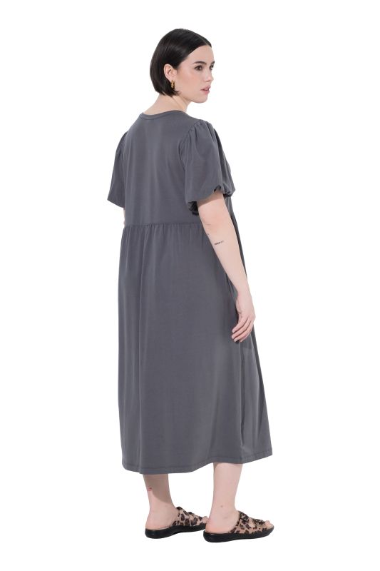 Balloon Sleeve Pocket Dress