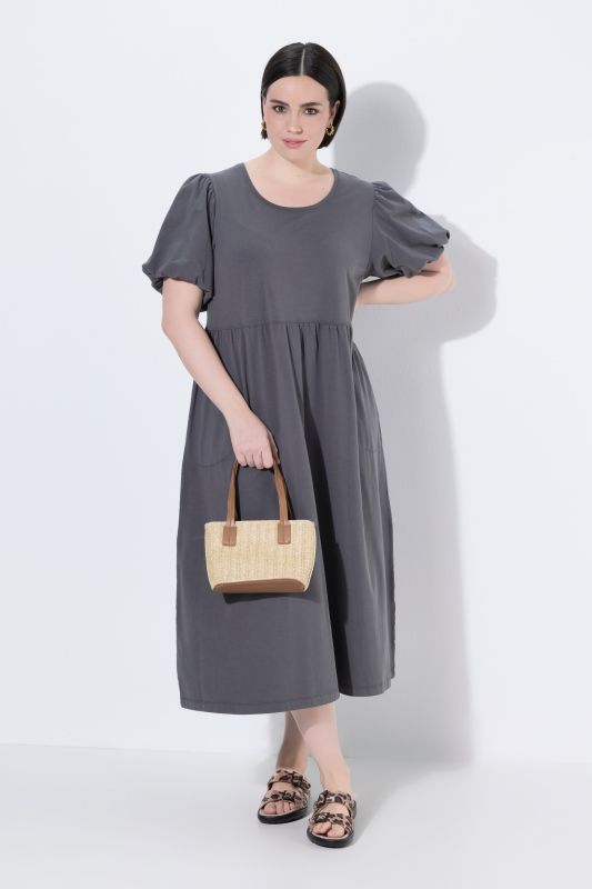Balloon Sleeve Pocket Dress