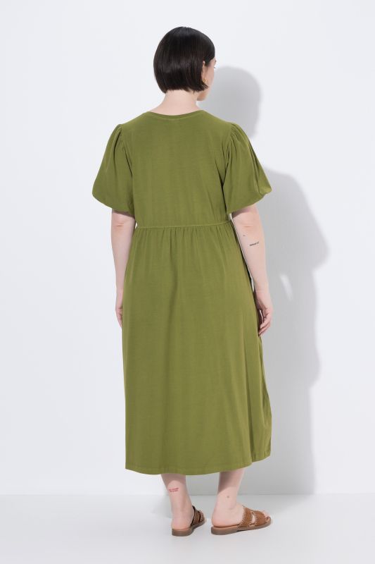 Balloon Sleeve Pocket Dress