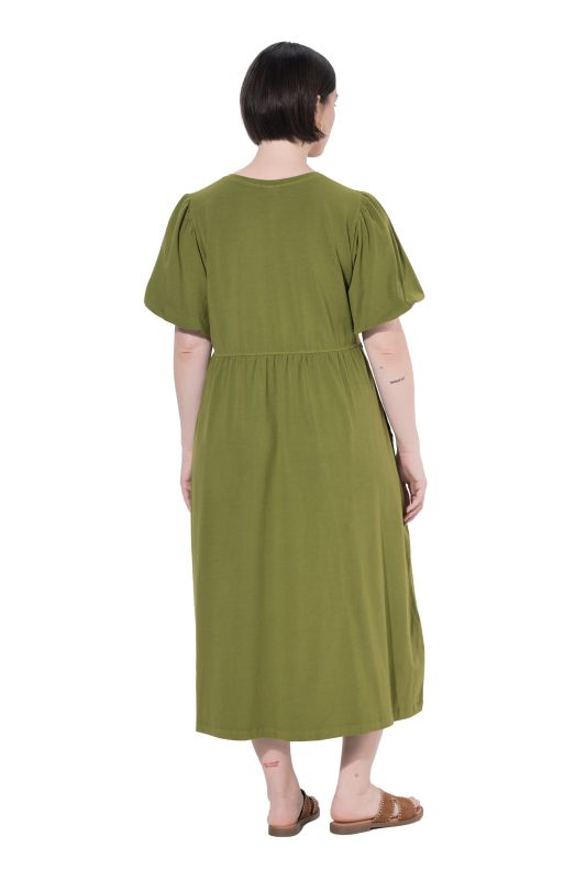 Balloon Sleeve Pocket Dress