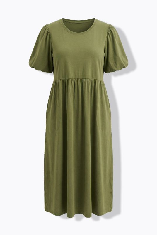 Balloon Sleeve Pocket Dress