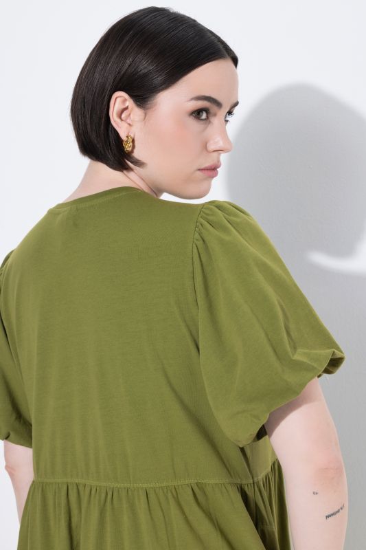 Balloon Sleeve Pocket Dress