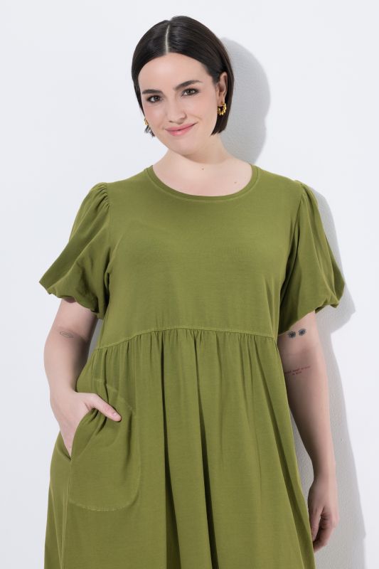 Balloon Sleeve Pocket Dress