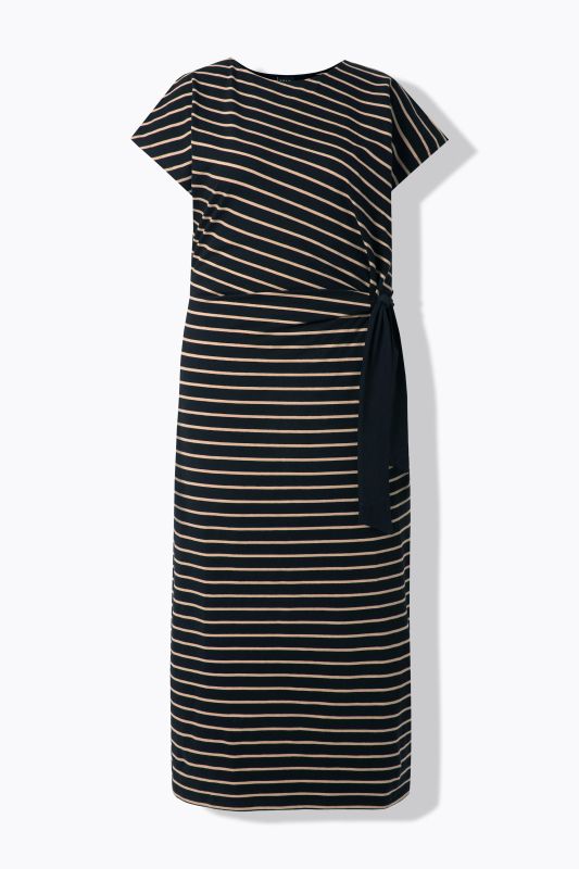 Striped Ribbon Tie Jersey Dress