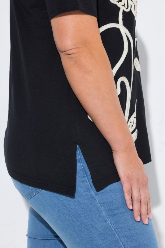 Eco Cotton Flower Embroidery Short Sleeve Tee
