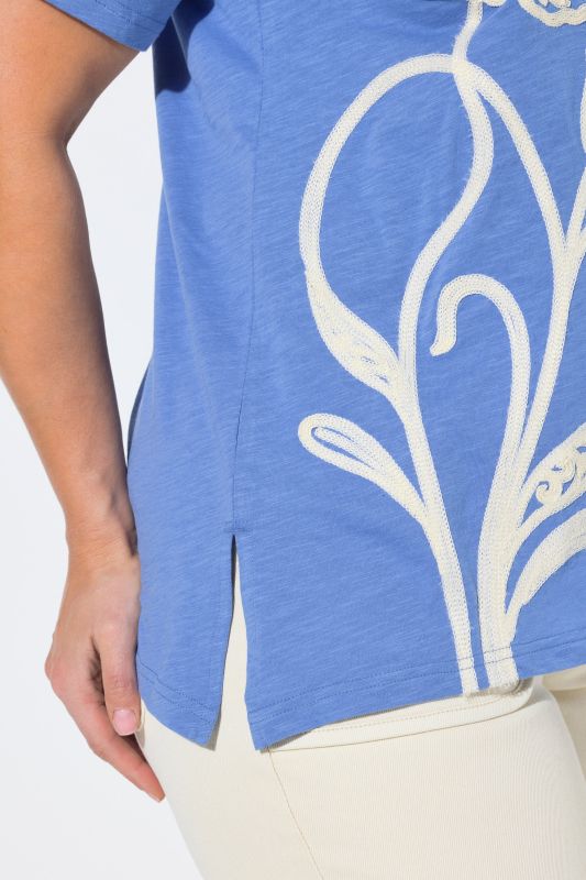 Eco Cotton Flower Embroidery Short Sleeve Tee