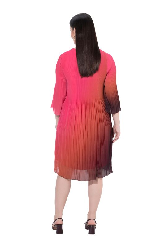 Allover Pleated Short Sleeve Gradient Dress