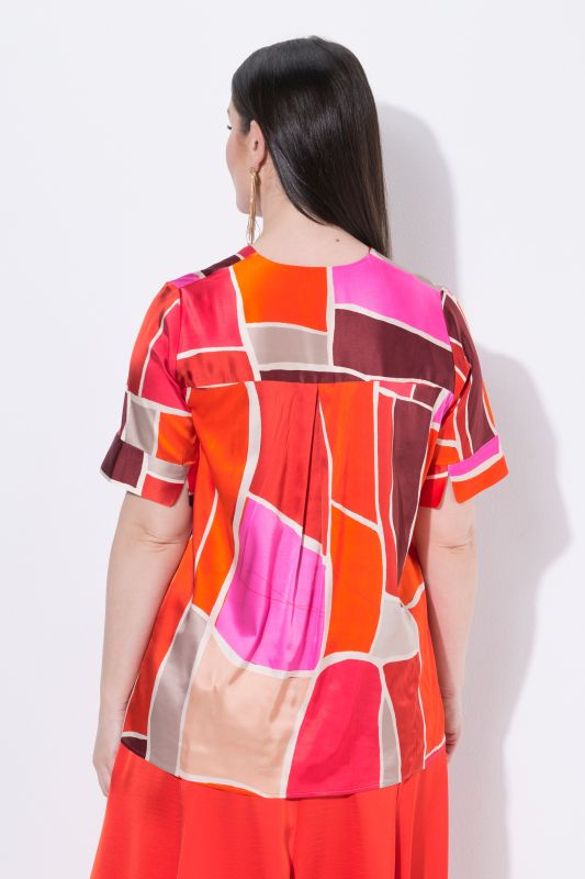 Abstract Print Stretch-Fit Viscose Blouse