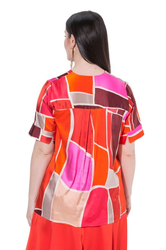 Abstract Print Stretch-Fit Viscose Blouse