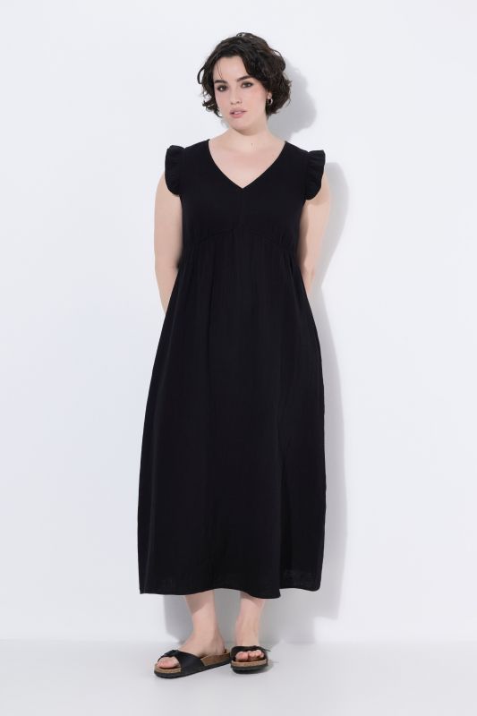 Ruffle Sleeve V-Neck Dress