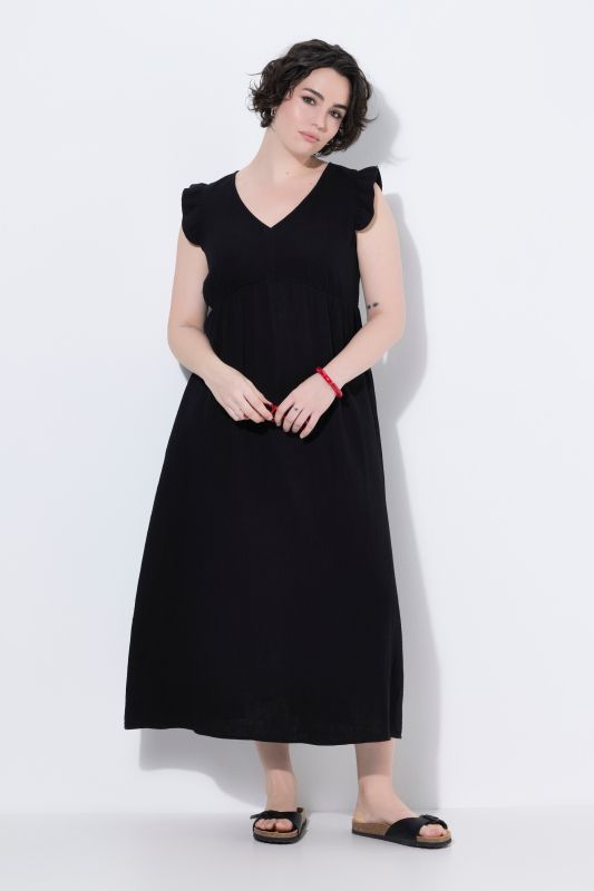 Ruffle Sleeve V-Neck Dress