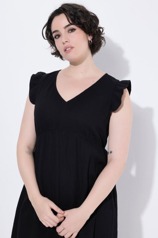 Ruffle Sleeve V-Neck Dress