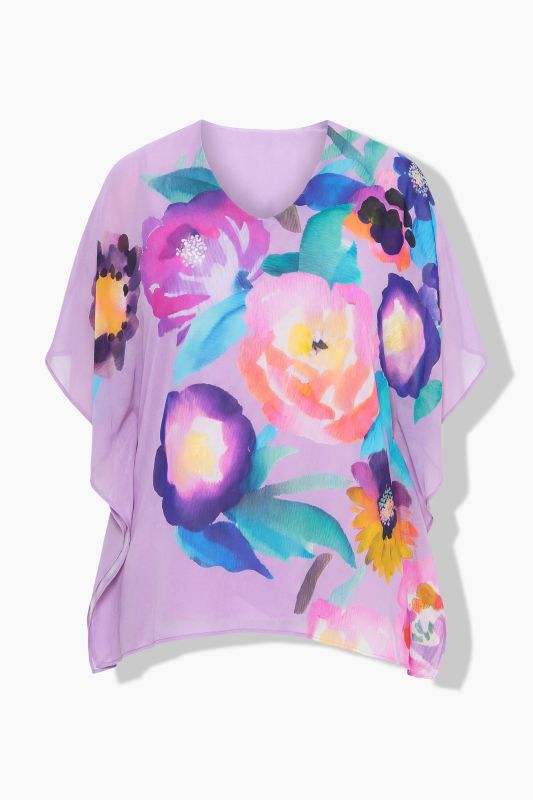 Watercolor Floral Layered Chiffon Blouse