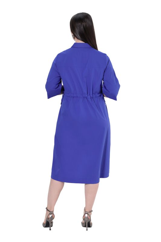 Drawstring Waist Short Sleeve Button-Down Dress