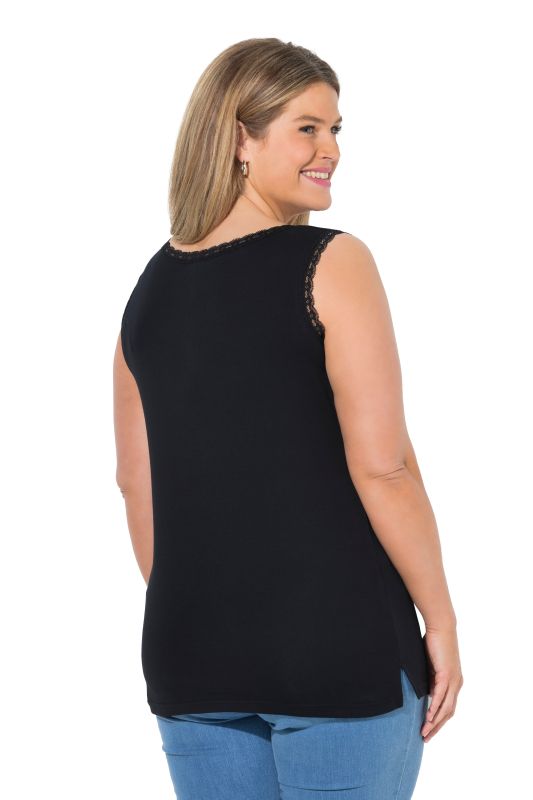 Eco Cotton Lace Trim Ribbed Jersey Tank