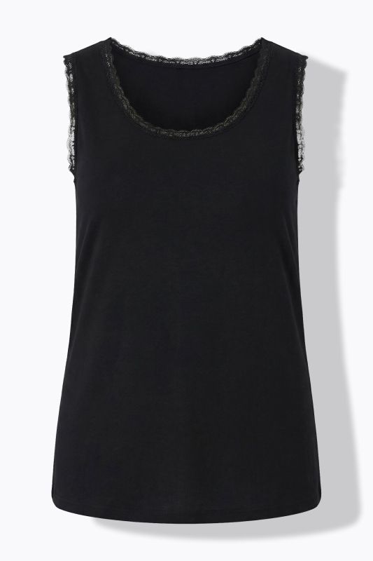 Eco Cotton Lace Trim Ribbed Jersey Tank