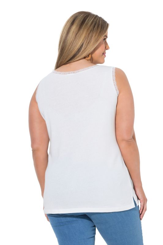 Eco Cotton Lace Trim Ribbed Jersey Tank