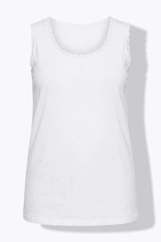 Eco Cotton Lace Trim Ribbed Jersey Tank