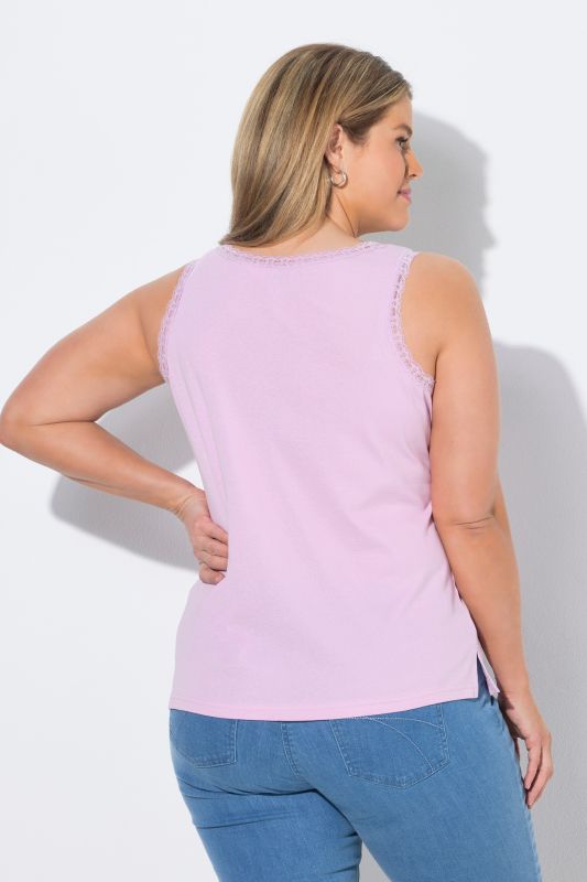 Eco Cotton Lace Trim Ribbed Jersey Tank