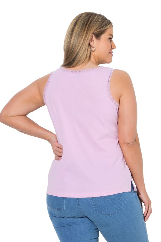 Eco Cotton Lace Trim Ribbed Jersey Tank
