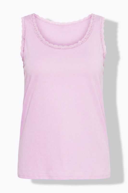 Eco Cotton Lace Trim Ribbed Jersey Tank