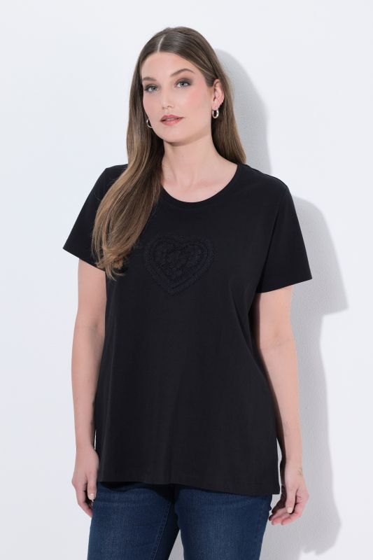 Textured Tonal Heart Motif Short Sleeve Tee