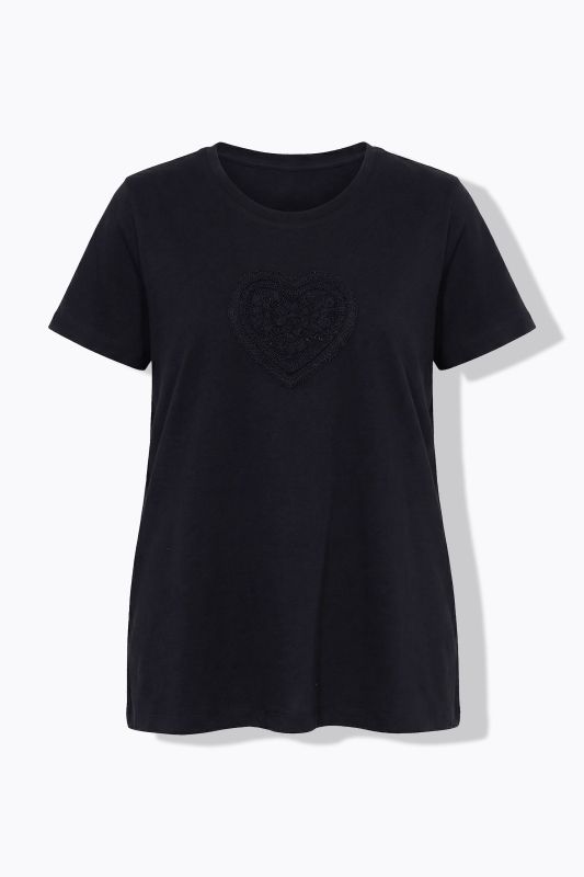 Textured Tonal Heart Motif Short Sleeve Tee