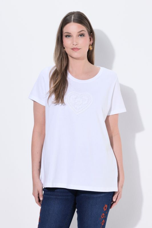 Textured Tonal Heart Motif Short Sleeve Tee