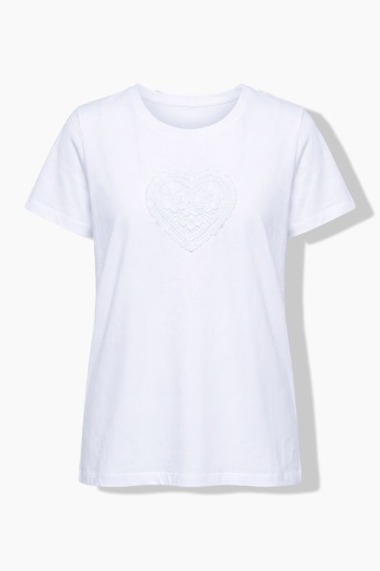 Textured Tonal Heart Motif Short Sleeve Tee