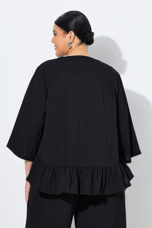 Textured Flounce Panel Open Shape Jacket