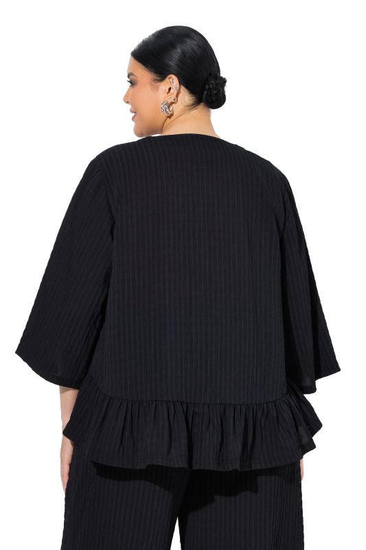 Textured Flounce Panel Open Shape Jacket