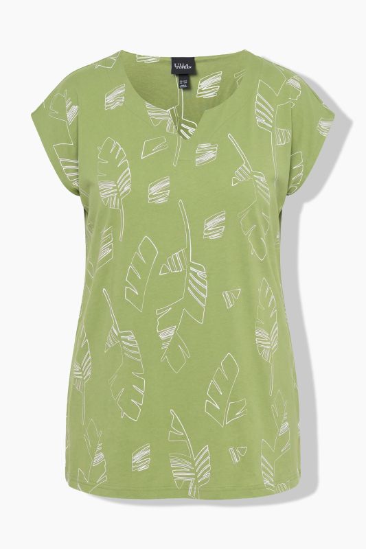 Palm Leaf Print Cap Sleeve Tee