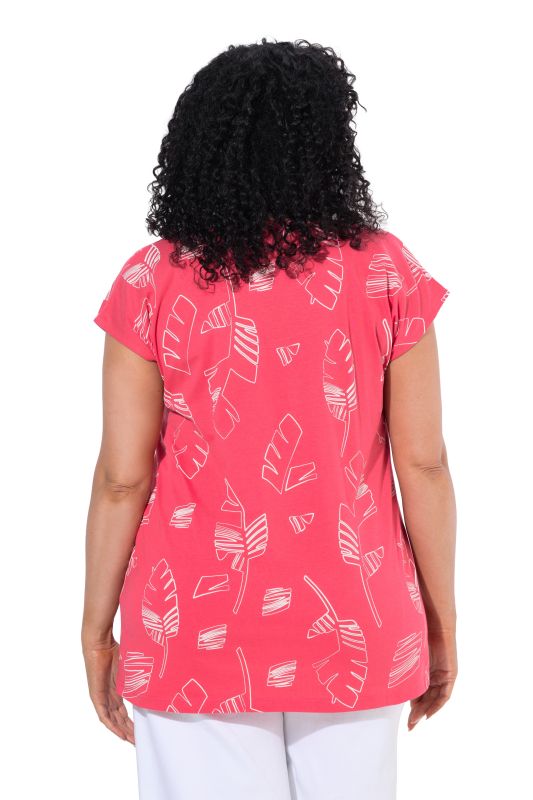 Palm Leaf Print Cap Sleeve Tee