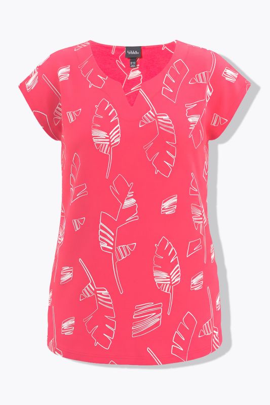 Palm Leaf Print Cap Sleeve Tee