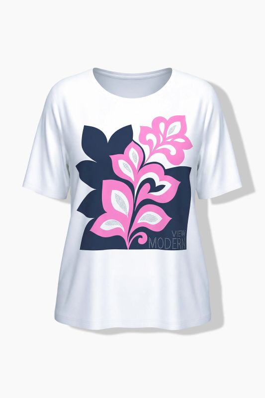 Floral Modern View Drawstring Hem Graphic Tee