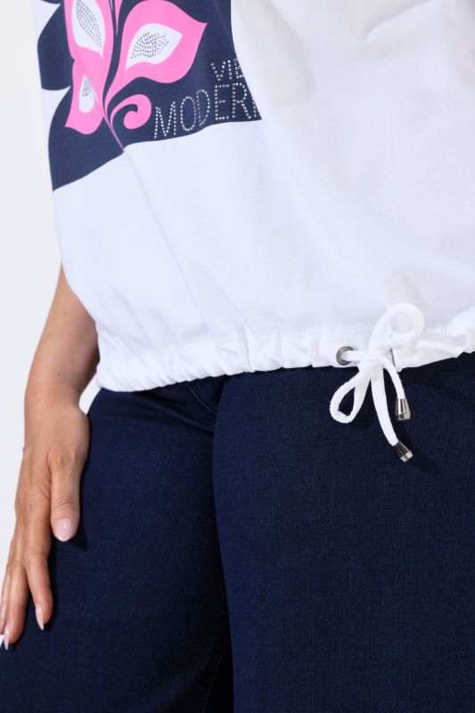 Floral Modern View Drawstring Hem Graphic Tee