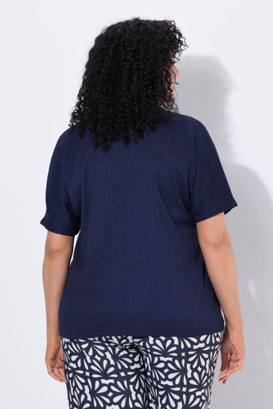 Polo Collar Short Sleeve T-Shirt Blouse