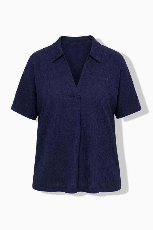 Polo Collar Short Sleeve T-Shirt Blouse