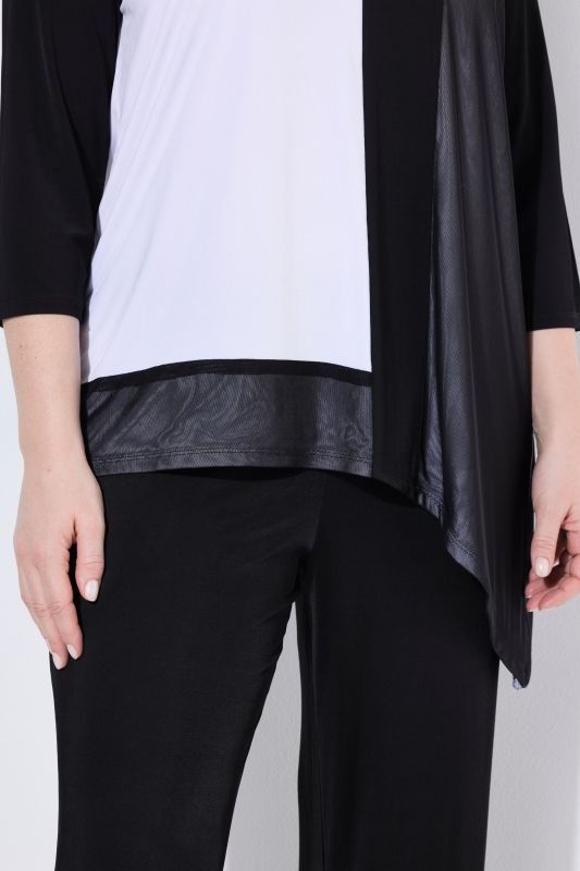 Asymmetric Colorblock Slinky Stretch-Knit T-Shirt Blouse