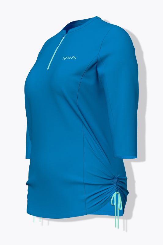 Quick-Drying 3/4 Sleeve Gathered Performance Tee