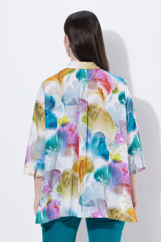 Watercolor Ginkgo 3/4 Sleeve Lyocell Blouse