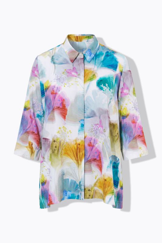 Watercolor Ginkgo 3/4 Sleeve Lyocell Blouse