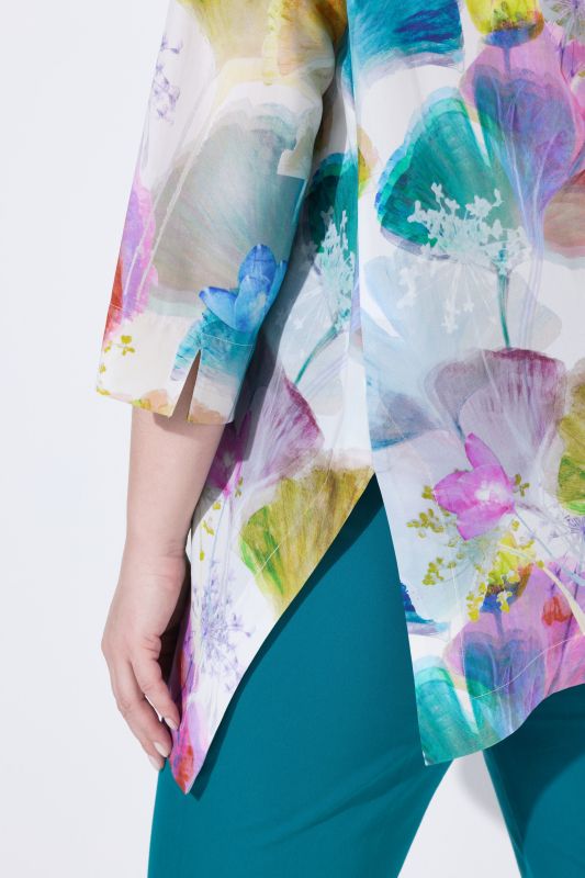 Watercolor Ginkgo 3/4 Sleeve Lyocell Blouse