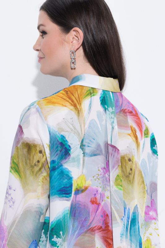Watercolor Ginkgo 3/4 Sleeve Lyocell Blouse
