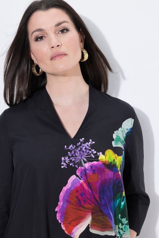 Watercolor Ginkgo 3/4 Sleeve A-Line Dress