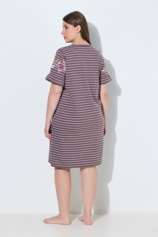 Floral Stripe Short Sleeve Nightgown