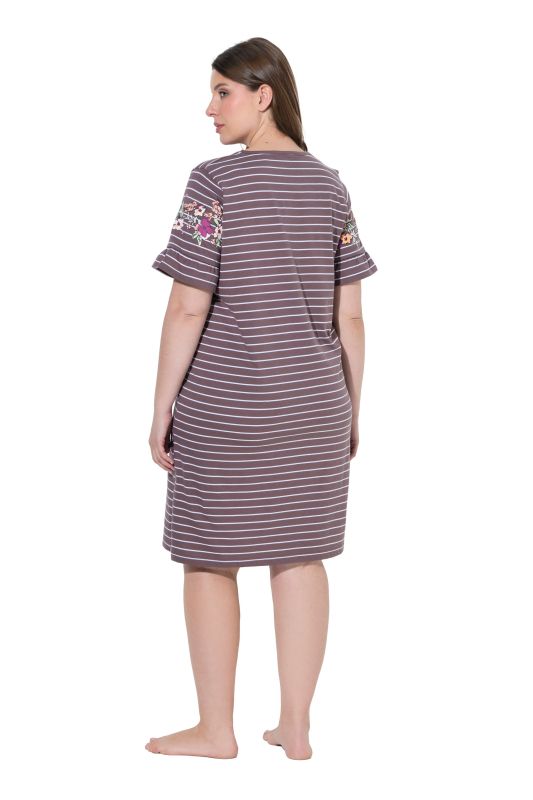 Floral Stripe Short Sleeve Nightgown