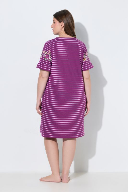 Floral Stripe Short Sleeve Nightgown
