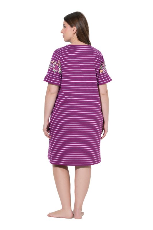 Floral Stripe Short Sleeve Nightgown
