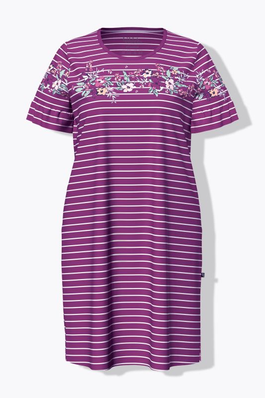 Floral Stripe Short Sleeve Nightgown